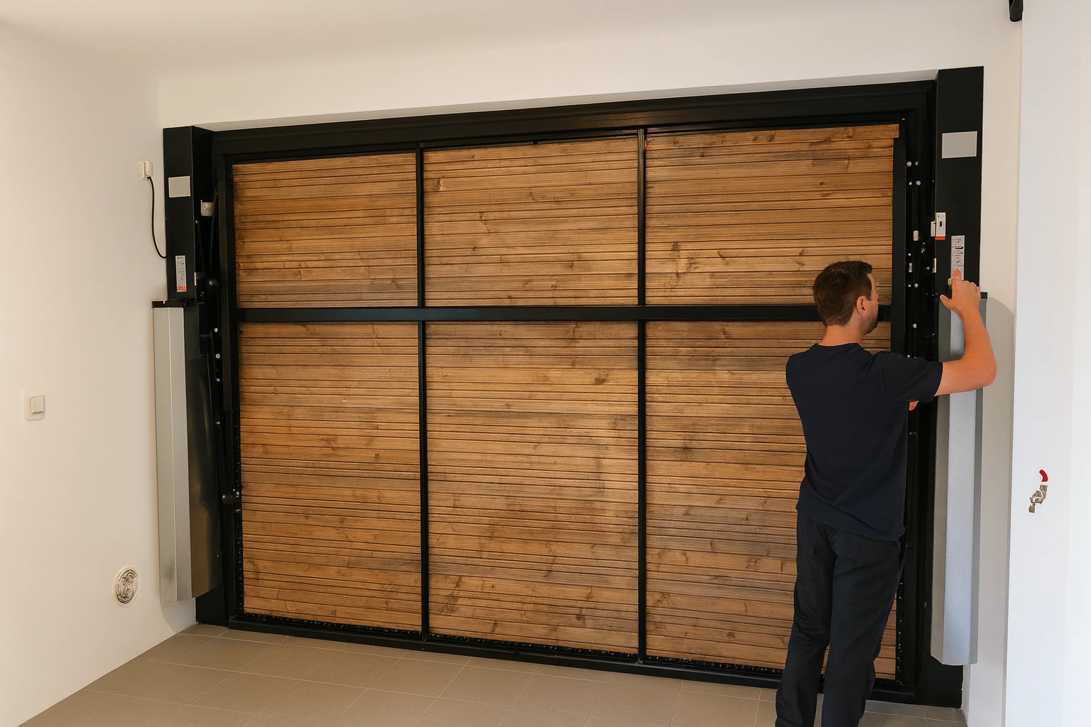 Motorized sectional garage door